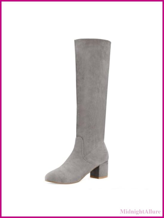 Shoes - Knee High Boots Chunky Block Heel Faux Suede Comfortable